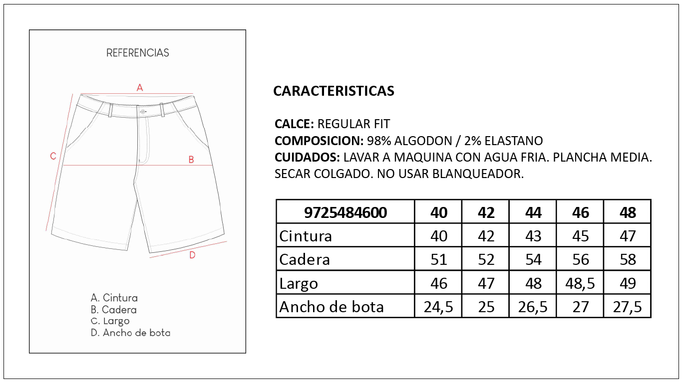 Tabla de Talles Bermuda Britches
